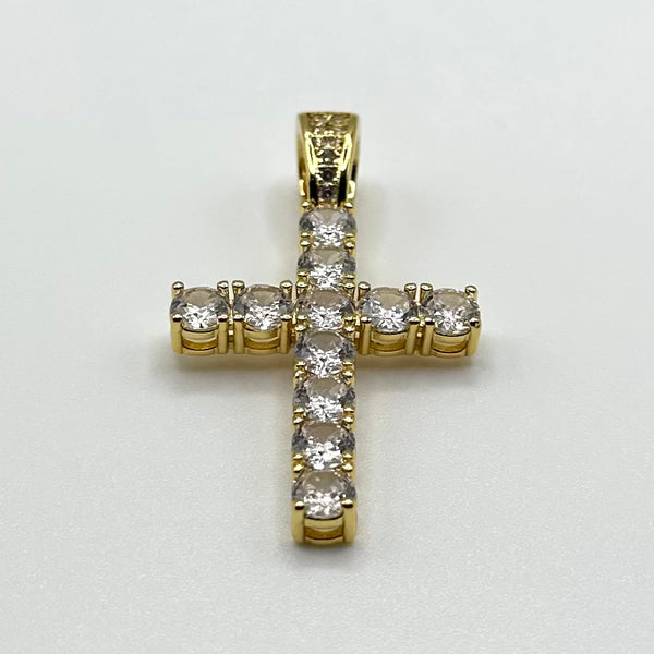 Iced Cross Pendant - Gold