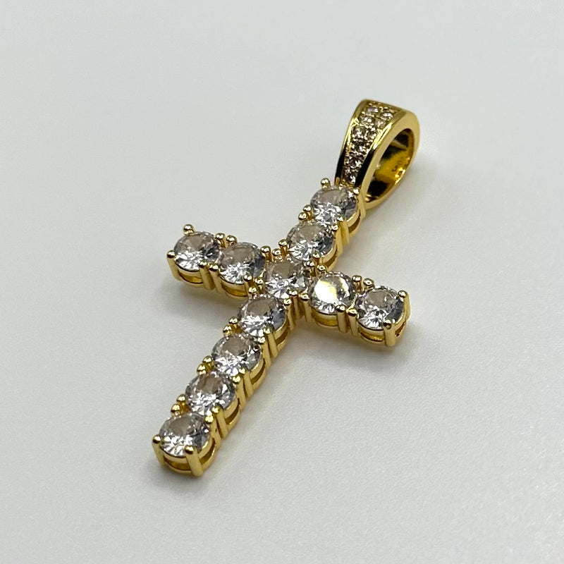 Iced Cross Pendant - Gold