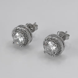 Round Cut Clustered Iced Stud Earrings