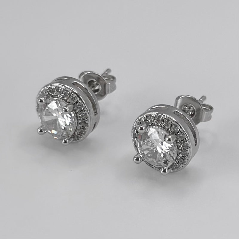 Round Cut Clustered Iced Stud Earrings