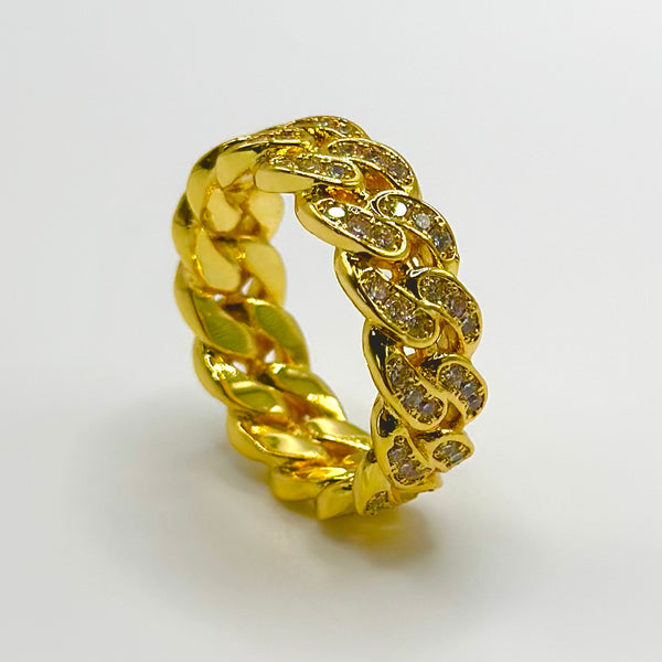 Iced Cuban Link Ring - Gold