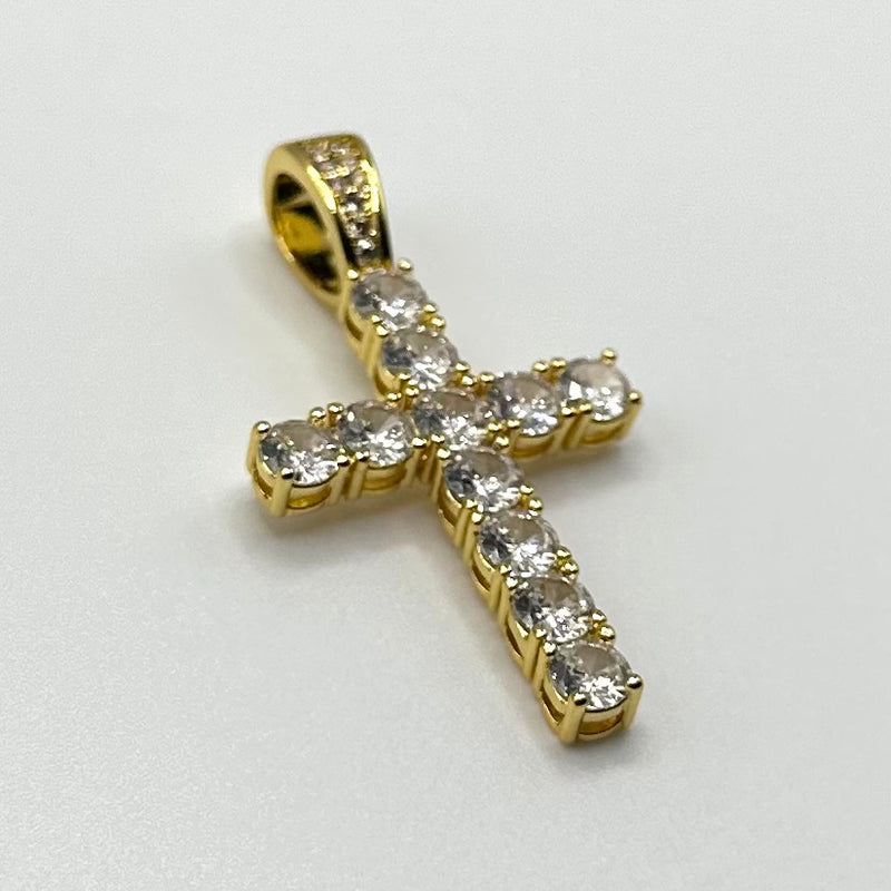 Iced Cross Pendant - Gold