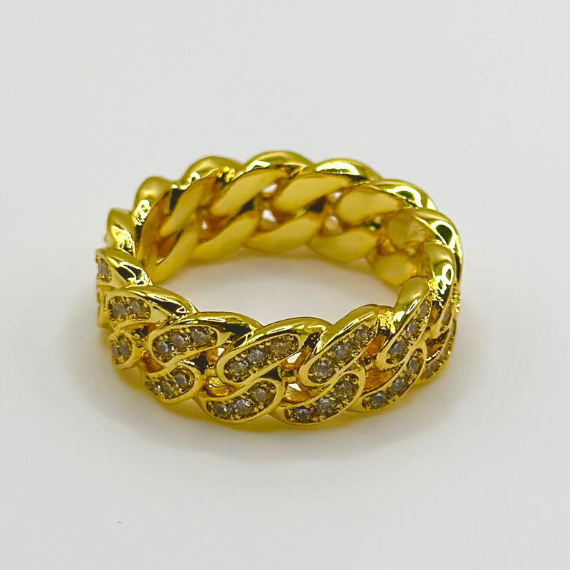 Iced Cuban Link Ring - Gold